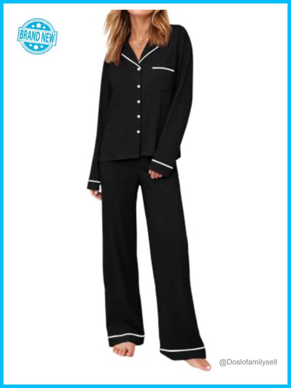 Women's Pajama Set Long Sleeve Button Down Lounge Set Pockets